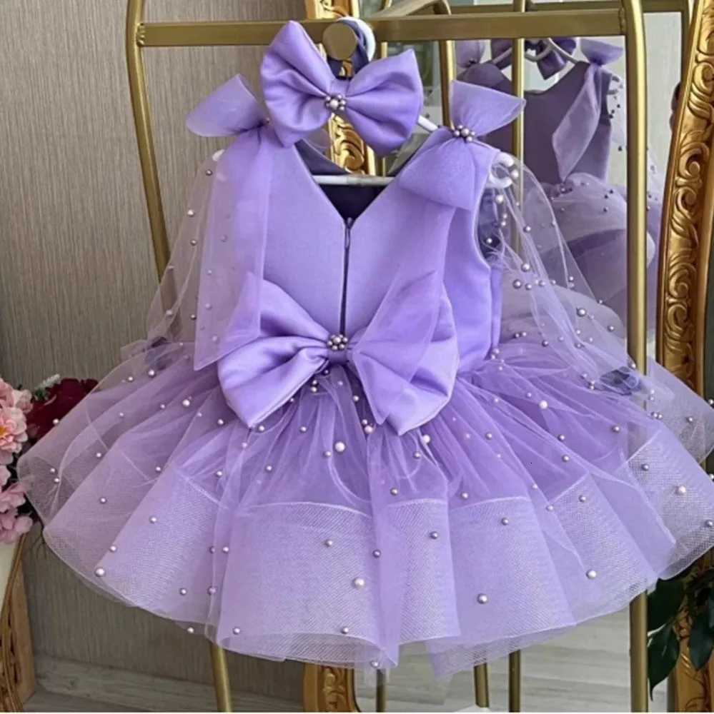 Girls Cute Beading Bow Design Birthday Princess Ball Gown Children Fashion Wedding Host Piano Performance Dress y1655 Z250926