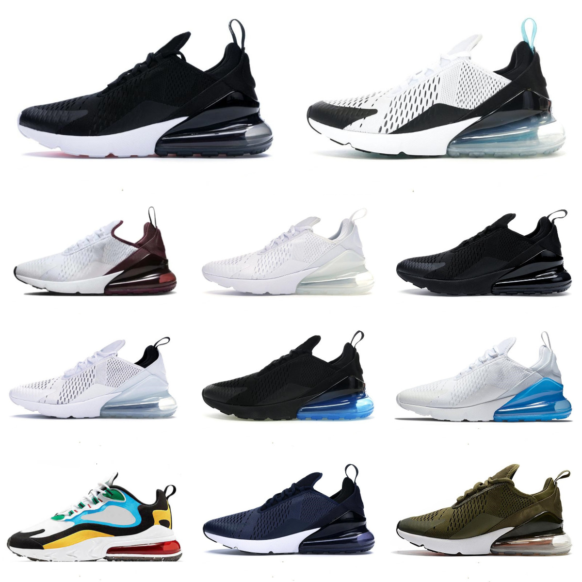 270 270s Designer Sneakers React Running Shoes Triple Black Core White Atmosphere Anthracite Brown Cactus Jack Photo Blue Men Women Trainers Sports Platform Shoe