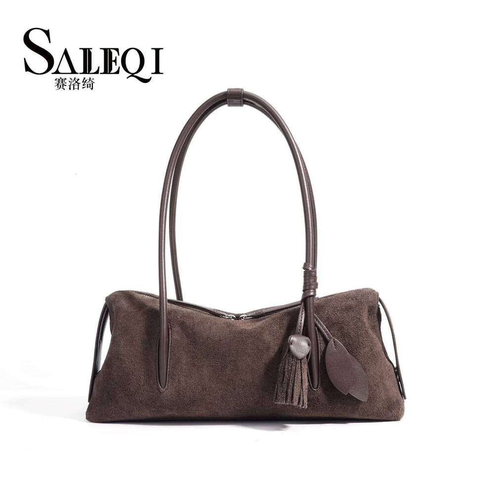 Autumn Winter Genuinw Grade In New Hag Designer Bowling Tote Suede Cow Leather Women's Armpit Shoulder Crossbody Bag