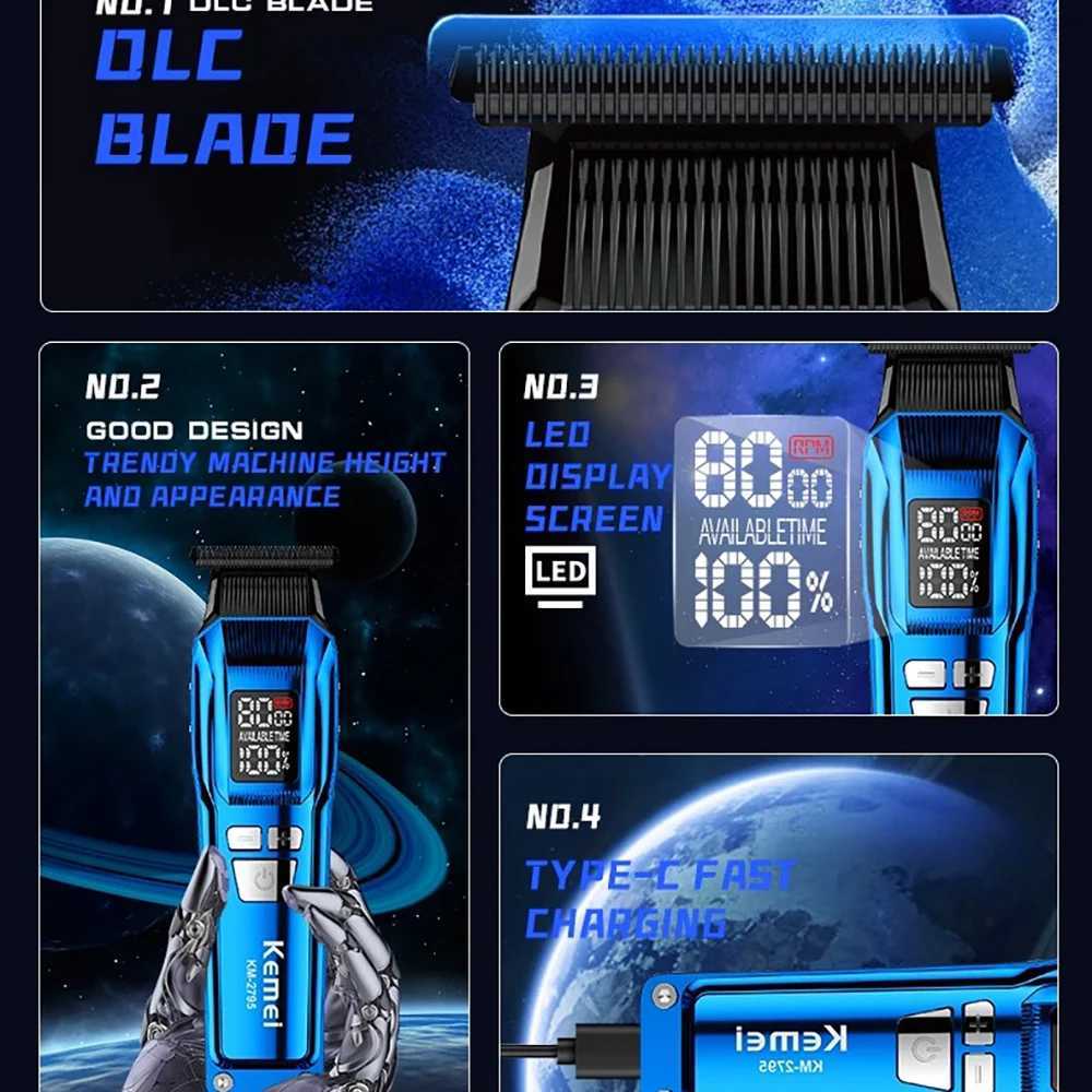 Kemei 2795 Professional Cordless Hair Trimmer Electric Rechargeable Hair Clippers Barber Zero Gapped Finish Hair Citing Machine R250926