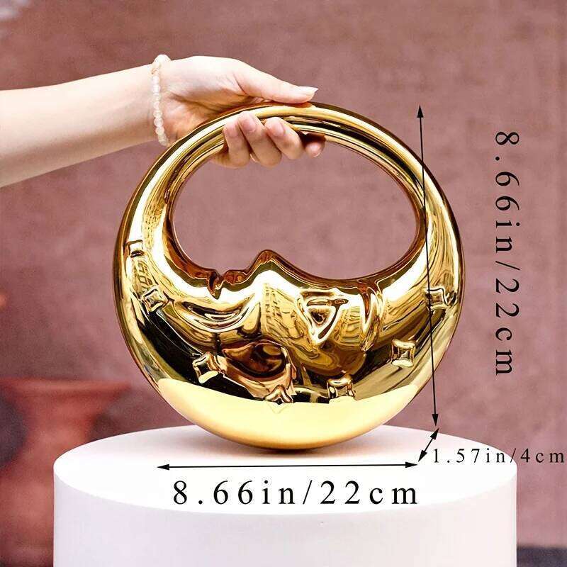 New Fashionable Acrylic Women's Moon Shape Handbag Crossbody Bag For Evening Events Hard Gold Sier Shell Ladies Purse Ins