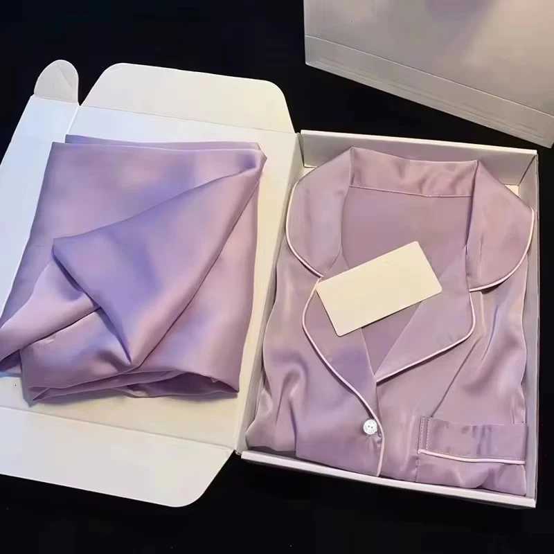 High Quality Ice Silk Light Luxury Pajamas Womens Pajama Spring and Autumn Style Long Sleeve Home Set Nightwear Sleepwear Z250925