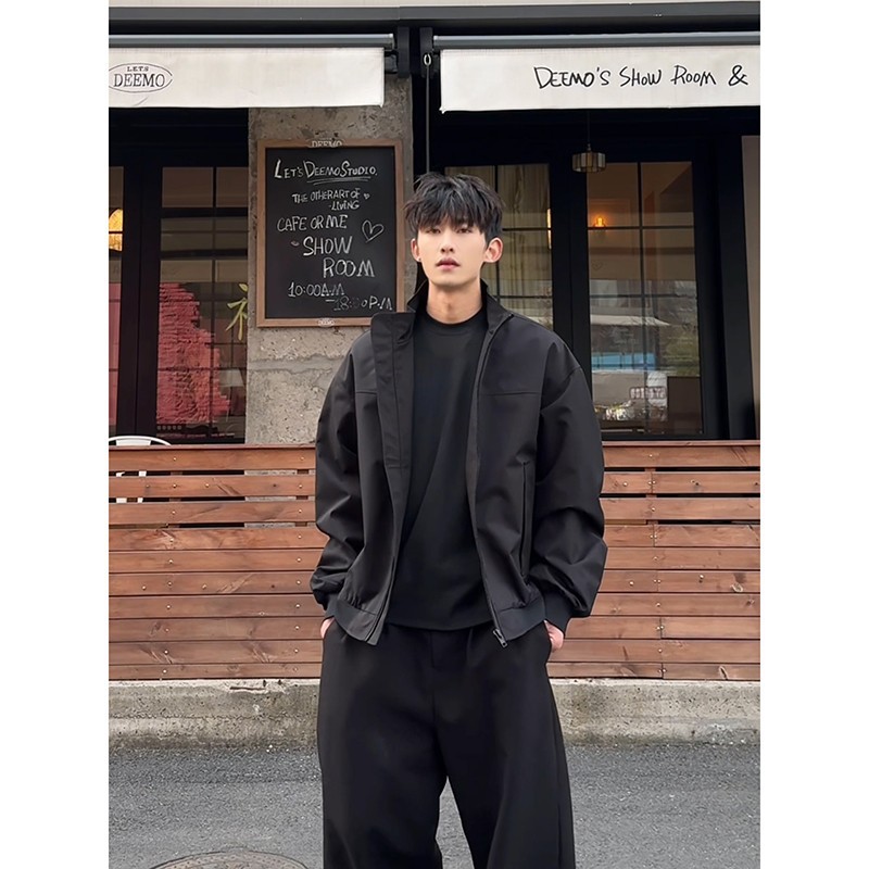 G92702 Solid color lapel jacket workwear men's 2025 new spring and autumn coat tops versatile loose simple casual