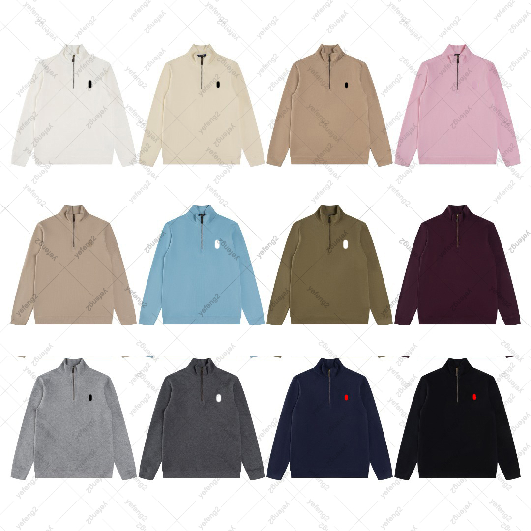 mens designer hoodies sweatshirt polo hoodies classic embroidery half zip high neck long sleeved knitted sweatshirt