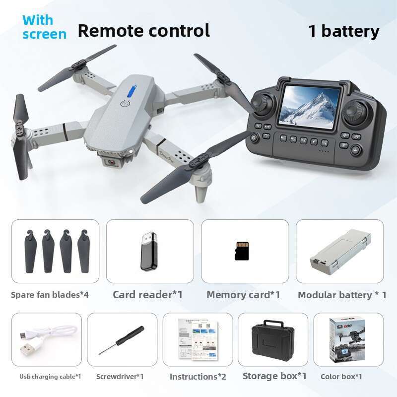 E88 Screen Drone Remote Control With Display Quadcopter Optical Flow Dual Camera Aerial Photography E99 Aircraft