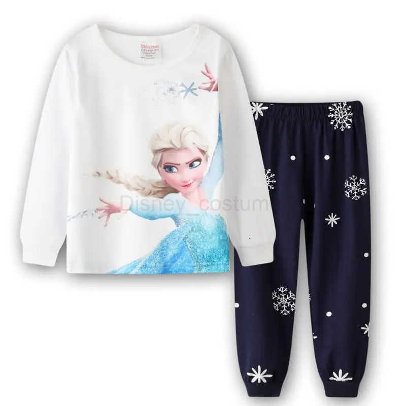 Disney New Kids Pajama Set Cotton Soft Elsa nightwear Anna Print Loungewear Long Sleeve Pjs Sleepwear for Toddler Boys Girls nighty H250926
