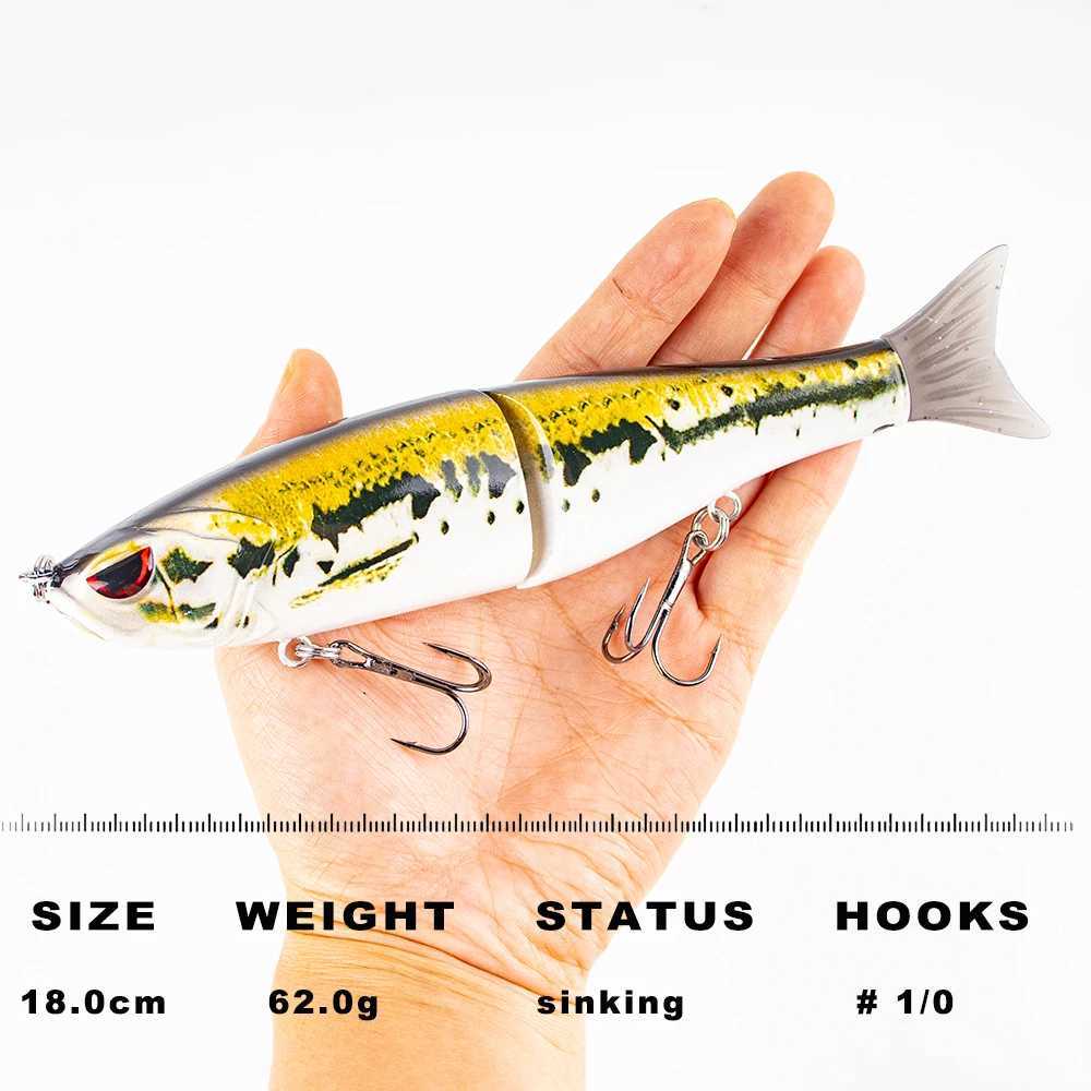Magnisher 2 Sections Glide Baits 18cm 62g Jointed Shad Slide Swimbait for Big Game Fishing Pike Bass Tack W250926