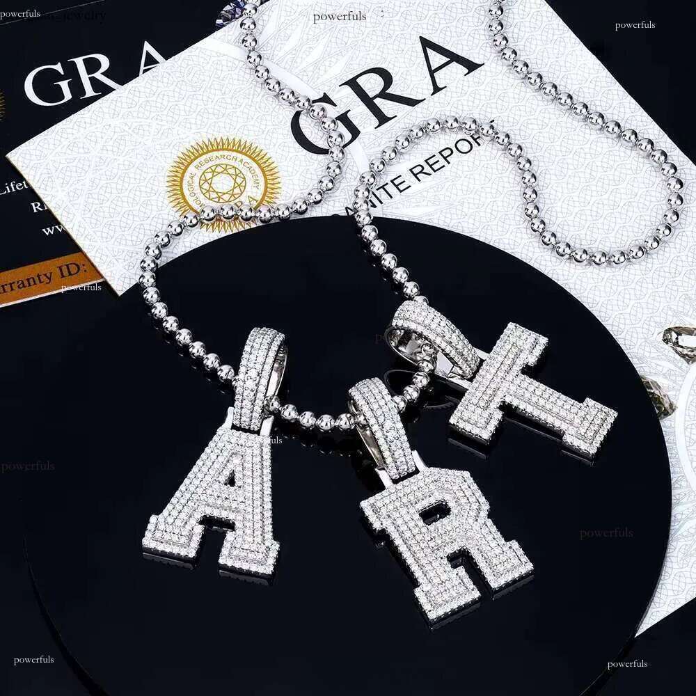 Wholesale Men Jewelry Initial Chain Necklace Sier Iced Out D Vvs Mossanite Moissanite Dia Pendant A-Z Letters Charms