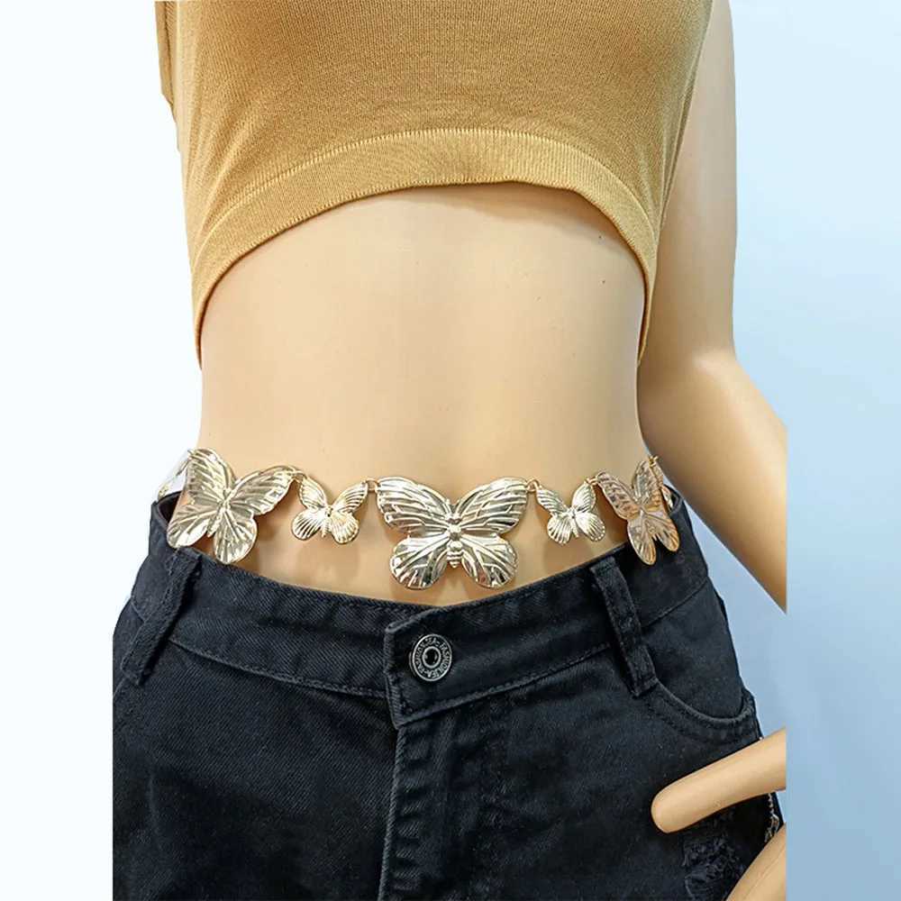 Sexy Fashion Metal Butterfly Belts For Women Vintage Metal Snap Buckle Waist Belts Trouser Simple Decoration Y2K Accessory L250926