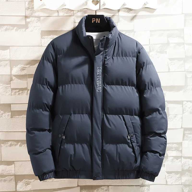2025 Winter New Mens Padded Jacket CottonPadded Solid Color Stand Collar Zipup Outerwear Casual Style Regular Fit W250926