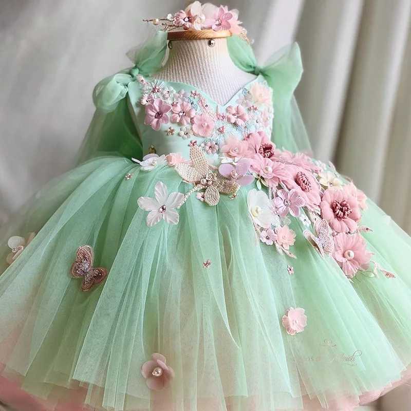Luxurious and Elegant Flower Girl Princess Dress Mesh Formal Christmas Fluffy Dress Lolita Butterfly Girl Birthday Party Dress Z250926