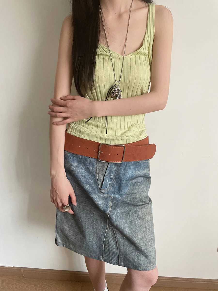 Vintage Marbled Brown Wide Belt For Women Waist Belt With Decorative Design For Skirts And Shirts Exclusive Minimalist Style L250926