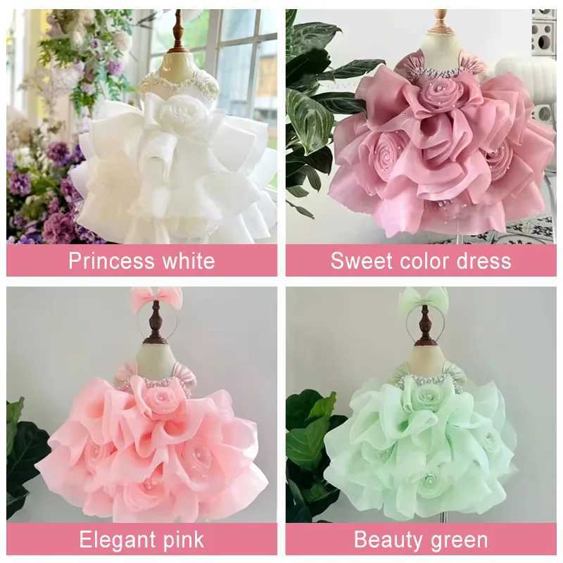 Luxury Puff Ball Gowns Flower Girl Dresses Pink Ball Gown Birthday Party Dress for Girls Tiered Puff Glitter Kids Pageant Gown Z250926