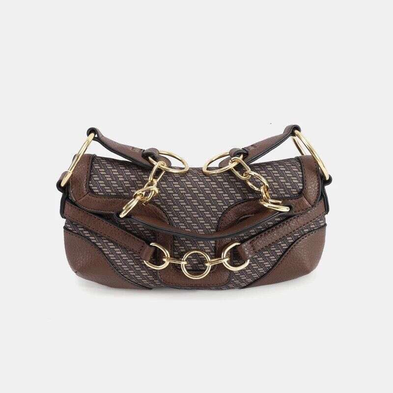 Retro British Ancient floral lock metal shoulder of baguettes underarm bag