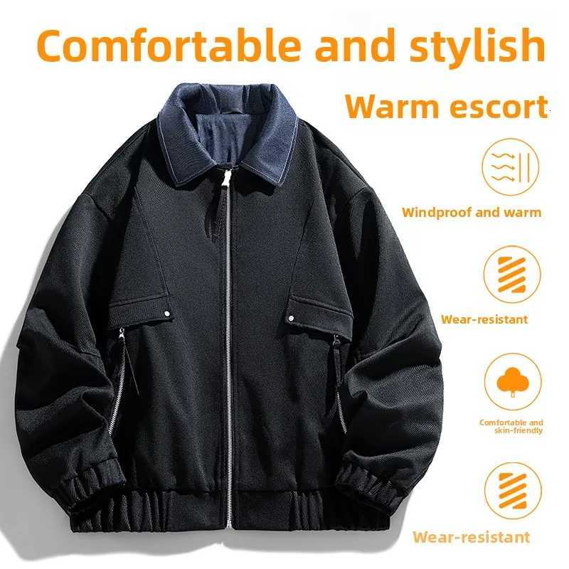 M8XL New Style Large Size Denim Fake Twopiece Jacket for MenPersonalized Contrast ColorLoose Hong Kong Style Mens Outerwear W250926