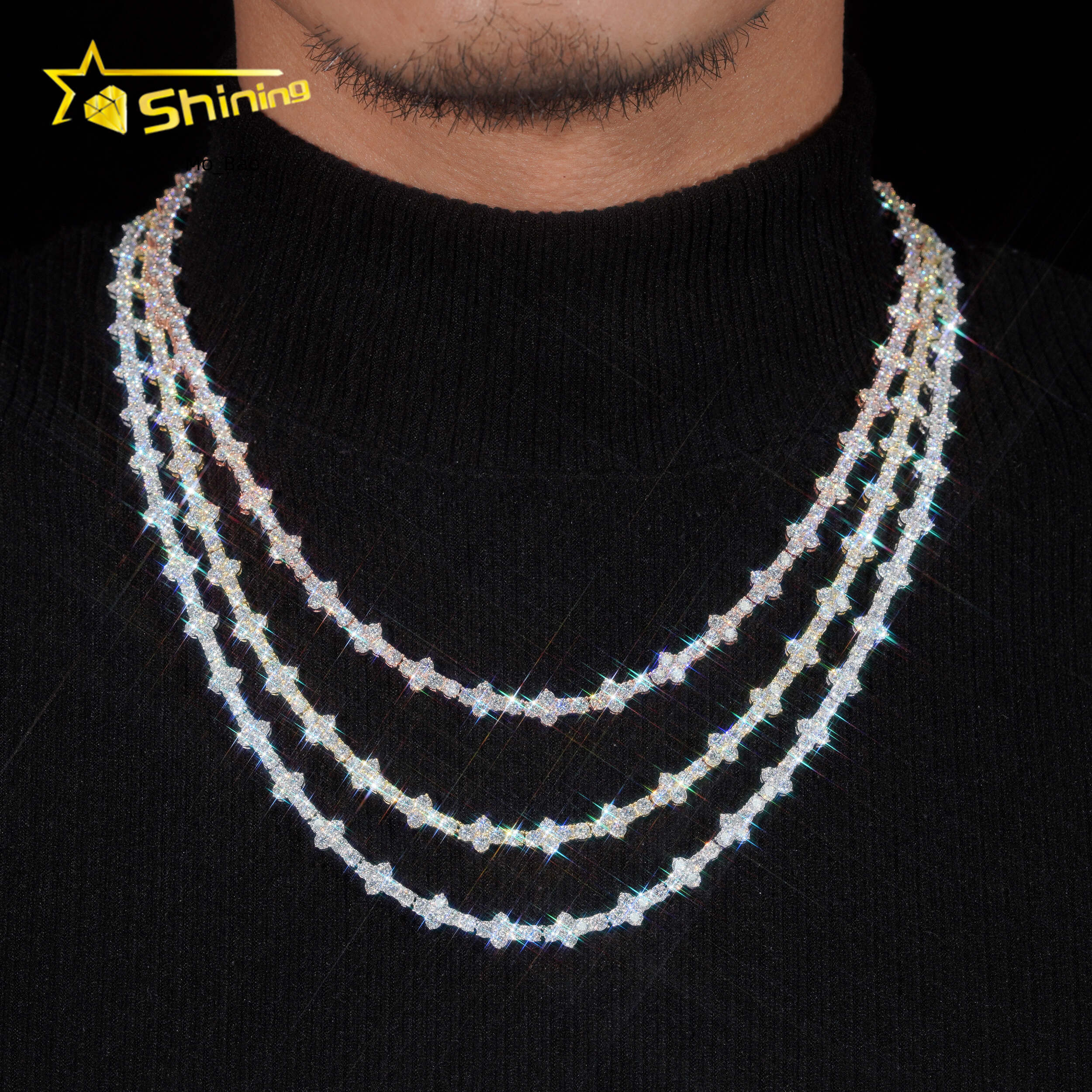 Fast Delivery Cross Tennis Necklace Bracelet 925 Sterling Silver Pass Diamond Tester GRA Certified VVS Moissanite Tennis Chain