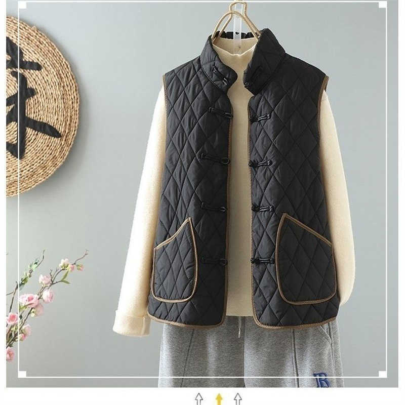 New Artistic Autumn Winter New Fashion Button Ethnic Sle Warm Down Cotton Vest Versatile Vest W250926