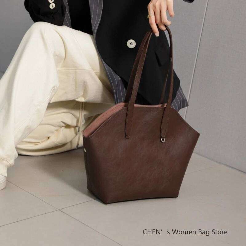 Women's Large Capacity Shoulder Armpit Bag Ladies Genuine Leather Commuter Shopper Bags High Quality Handbag Big Tote suotong2509