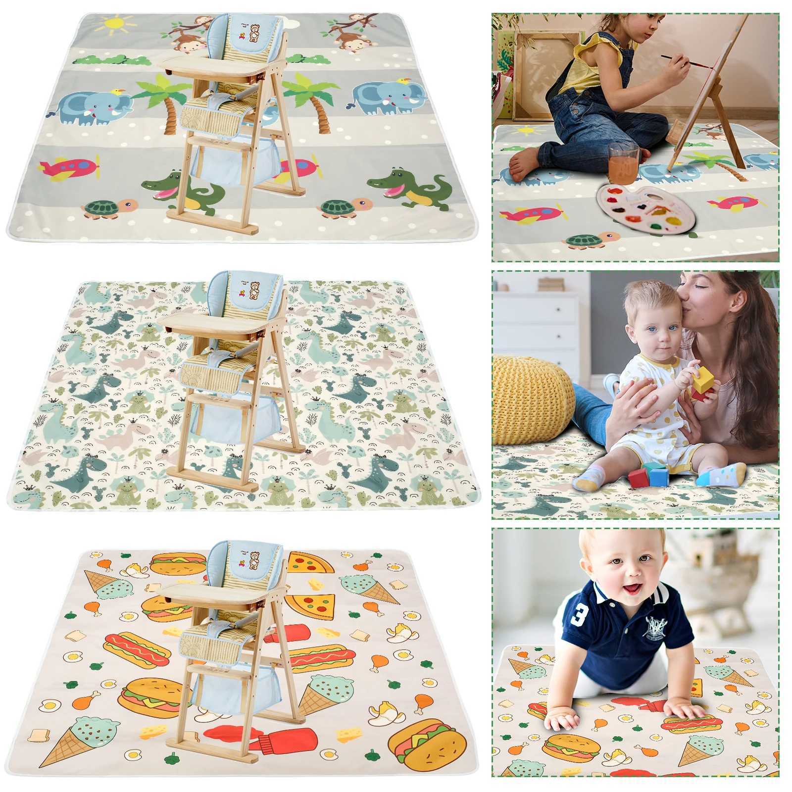 Baby Splat Mat for Under High Chair Anti Slip Washable Waterproof Floor Splash Mat Foldable Crawling Carpet Kid Game Baby Mat Y250926
