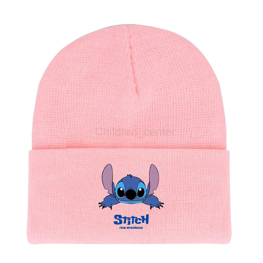 Disney New Warm Stitch Knitted Caps Anime Cartoon Stitch Kids Hat Winter Elastic Beanies Hat Birthday Gift H250926