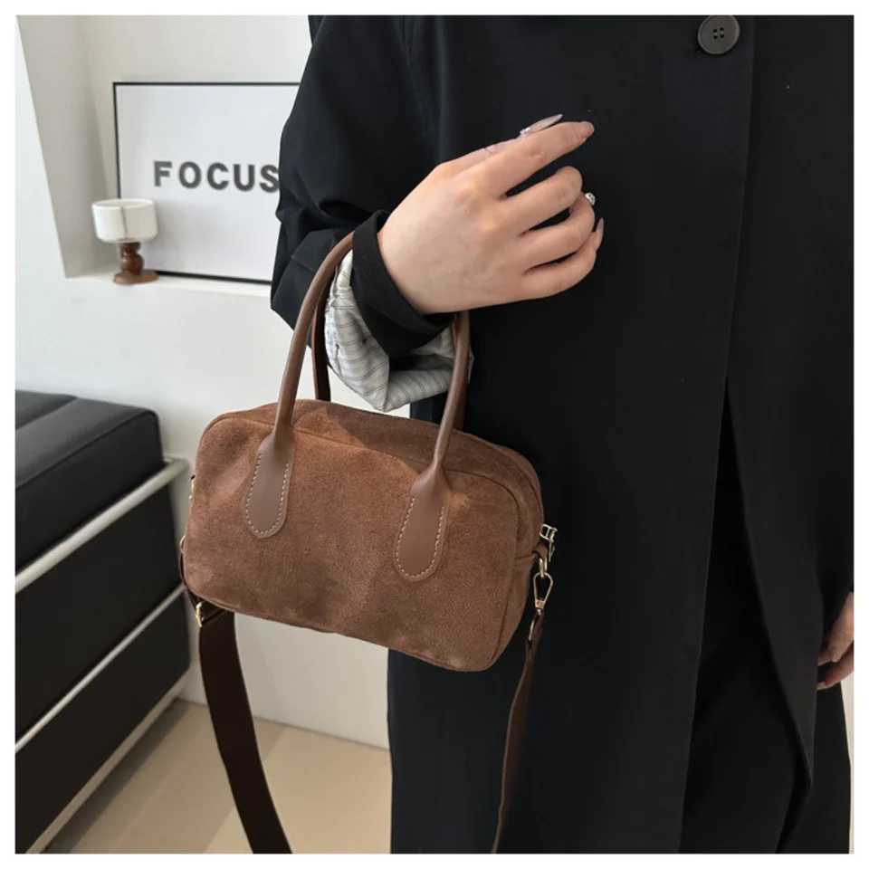 Retro Suede Women Top Handle Bag High Quality Crossbody Bag Solid Color Tote Bag Large Capacity Boston Bag Autumn Winter Handbag Z250926