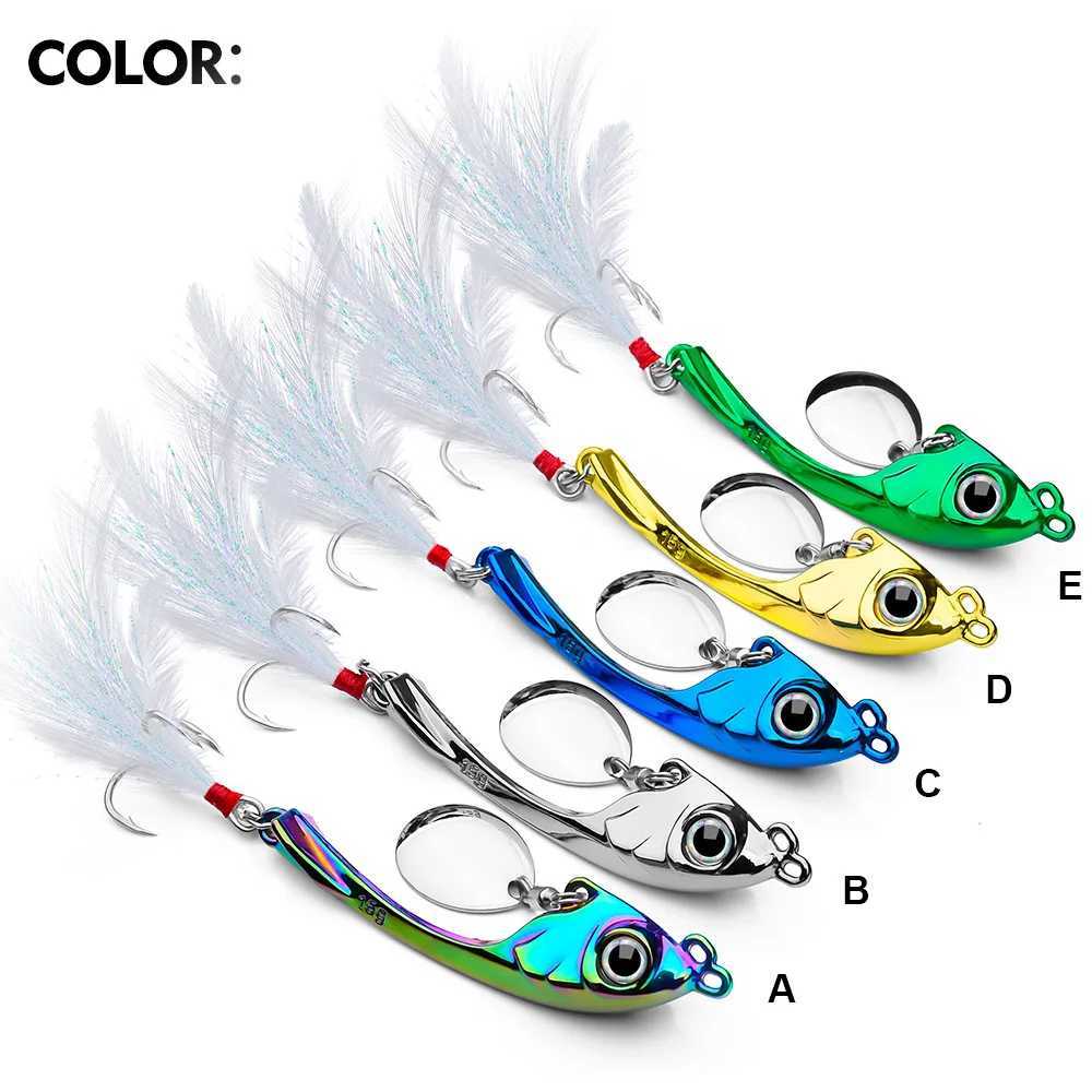 Spinner Bait 9g 13g 17g VIB Metal Jig Trolling Rotate Spoon Wobbr Hook Swivel VIBRATION Sinking Pesca Spinning W250926