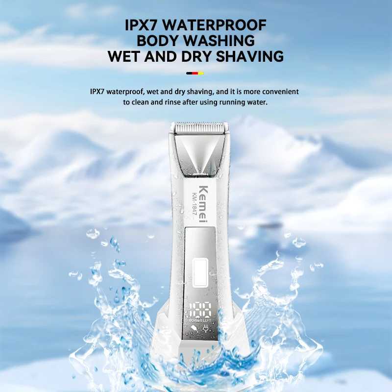 KEMEI Professional Hair Trimmers Clippers Usb Rechargeable Cordless Electric Groin Hair Trimmer KM1847 R250926