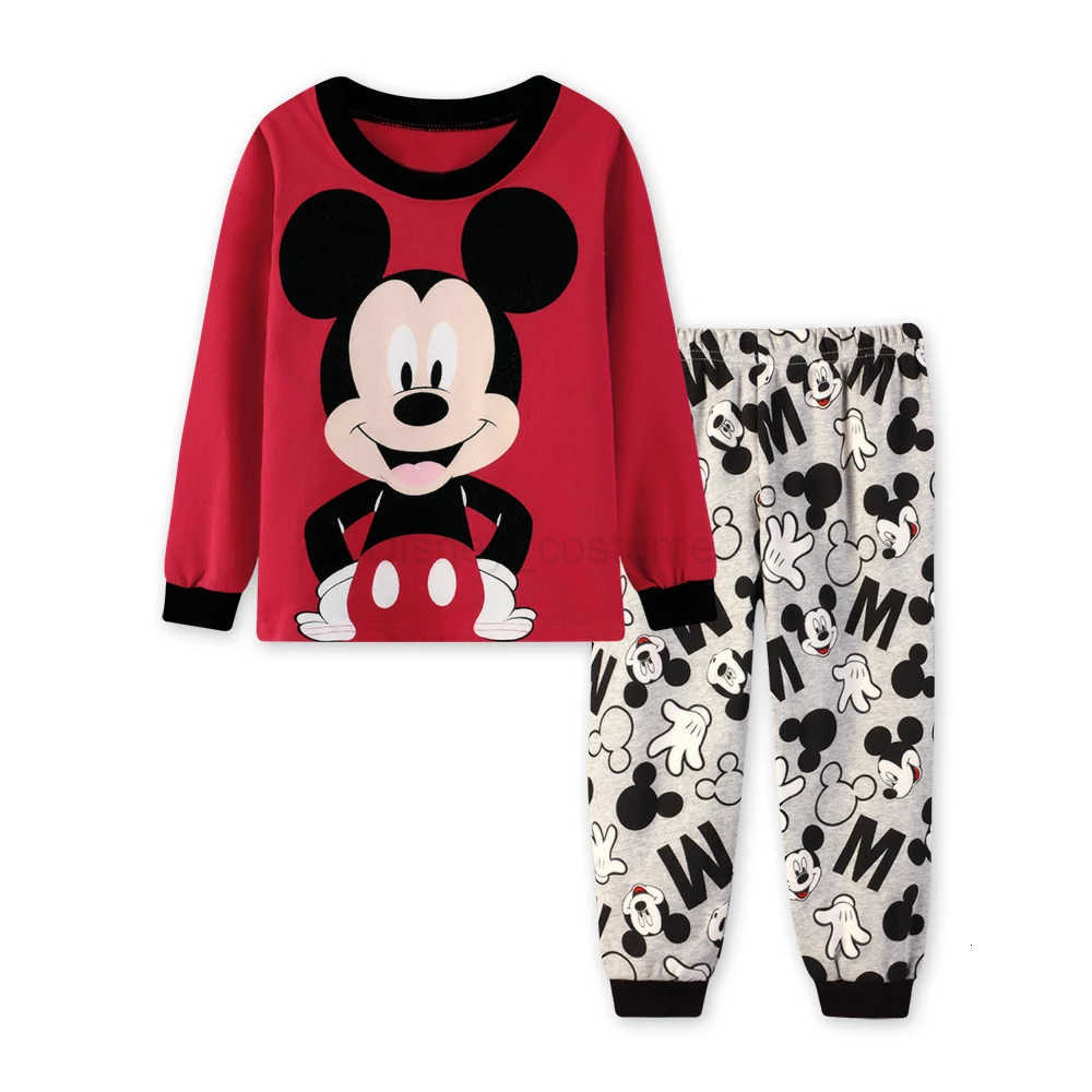 Disney New Kids Pajama Set Cotton Soft nightwear Mickey Loungewear Long Sleeve Pjs Sleepwear for Toddler Boys pajamas Girls nighty H250926