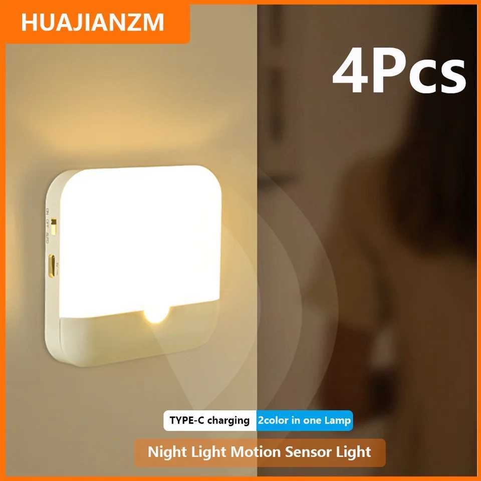 Motion Sensor Light Led Usb TYPEC Charging Square Lamp for Bedroom Kitchen Stair Hallway Wardrobe Cupboard Lighting Night Light C250925