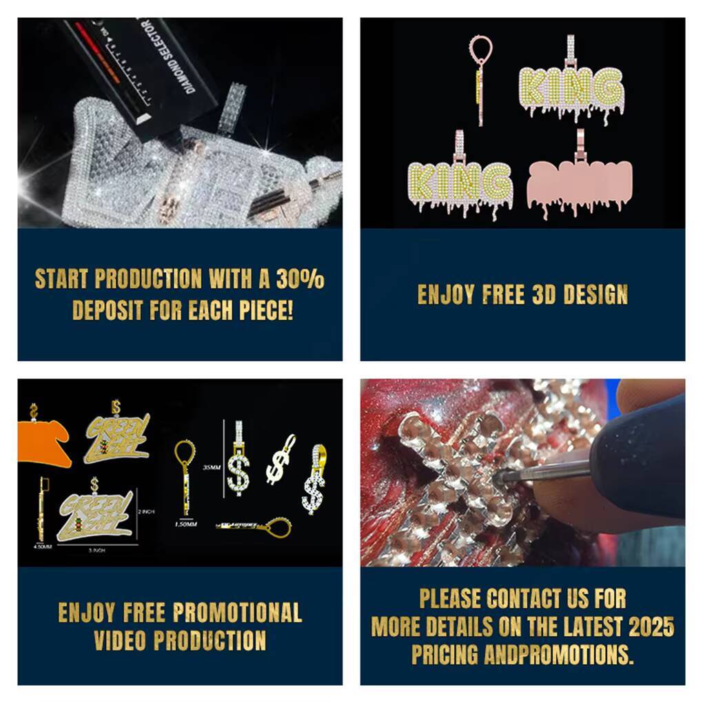 9K18K Gold Hip Hop Cuban Chain Cross Sword Pendant CVD Lab Grown Diamond Mens Necklace Set with IGI 20 Deposit