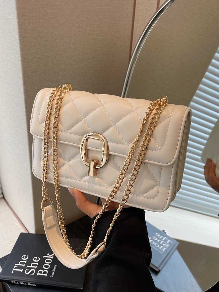 Personalized Lock Buckle Solid Chain Bag Women Summer New Fashion Casual Shoulder Bag Versatile Crossbody PU Small Square Bags Z250926