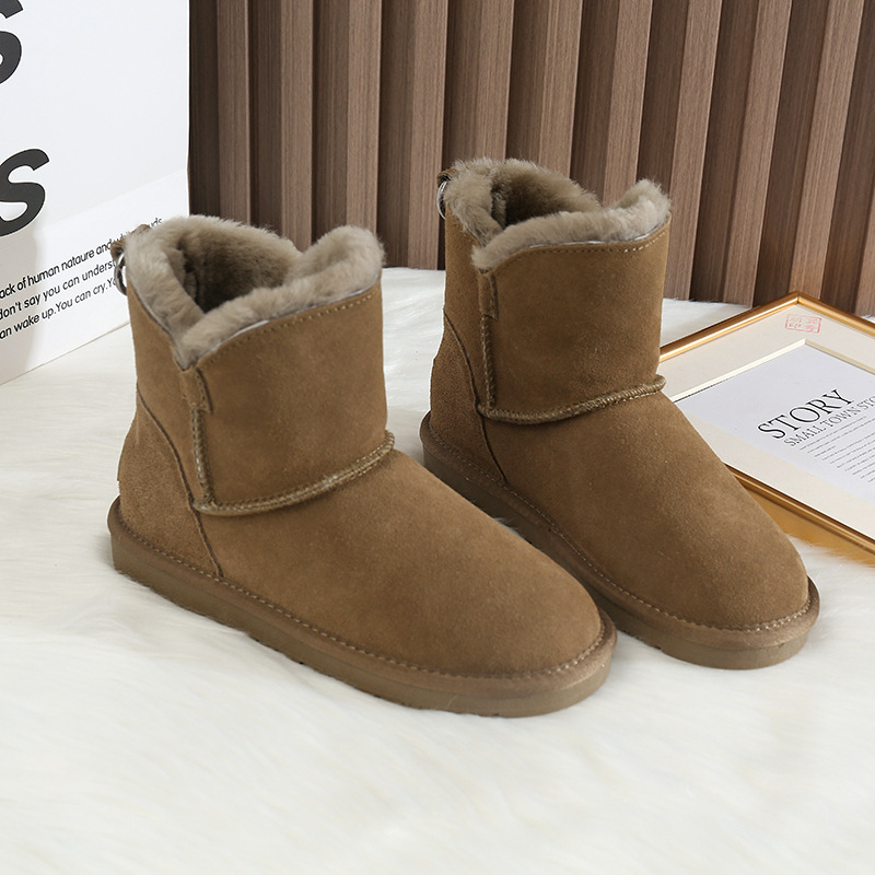 CE designer shoes Free shipping oxhide affordable luxury Winter anti slip snow boots with thick plush cotton shoes Foldable