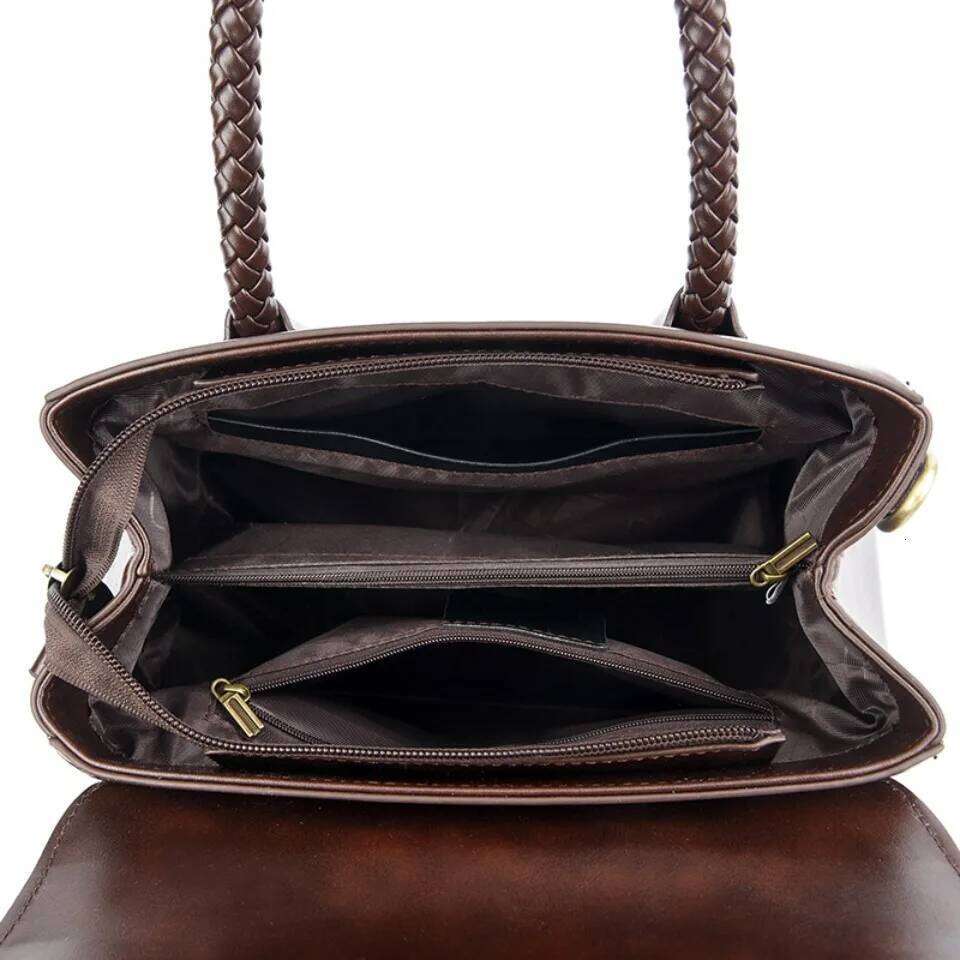 Woven Handle High Quality Pu Leather Women Top-handle Shoulder Bags Retro Casual Totes Latest Trendy Lock Designer Handbag Small