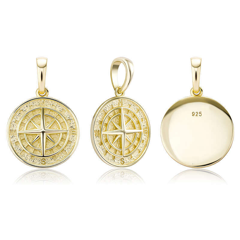 Sier Compass Hip-Hop Pendant Necklace Jewelry Accessories for Men and Women