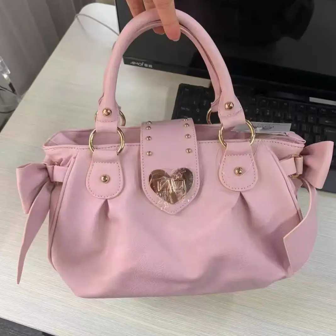 Harajuku Bow Pink Hand Bag Purse Women Japanese Style Soft Casual Crossbody Bag Ladies Sweet Cute Large Capacity Shoulder Bags Z250926