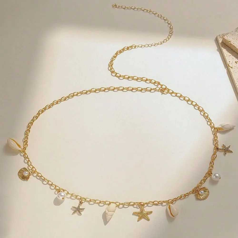 Hot Selling Monolayer Starfish Shell Pendant Hollow Out Alloy Waist Chain Beach Bikini Body Chain L250926