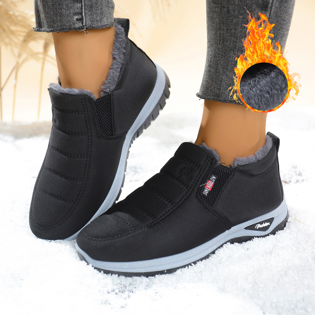 Cotton Shoes New Style Slip-On Snow Boots Women's Winter Warm Versatile