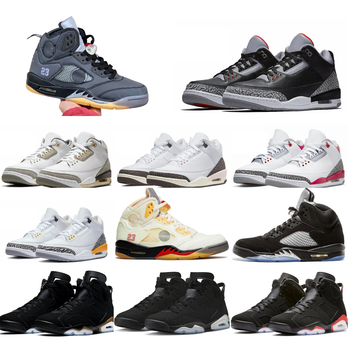 Jump Mans 3 J3 Basketball Sports Shoes Trainers Women 5 6 J5 Grey Black White Green Cement 3S Tennis Shoes Sail Muslin Reverse Metallic Carmine 5S Infrared Sneakers