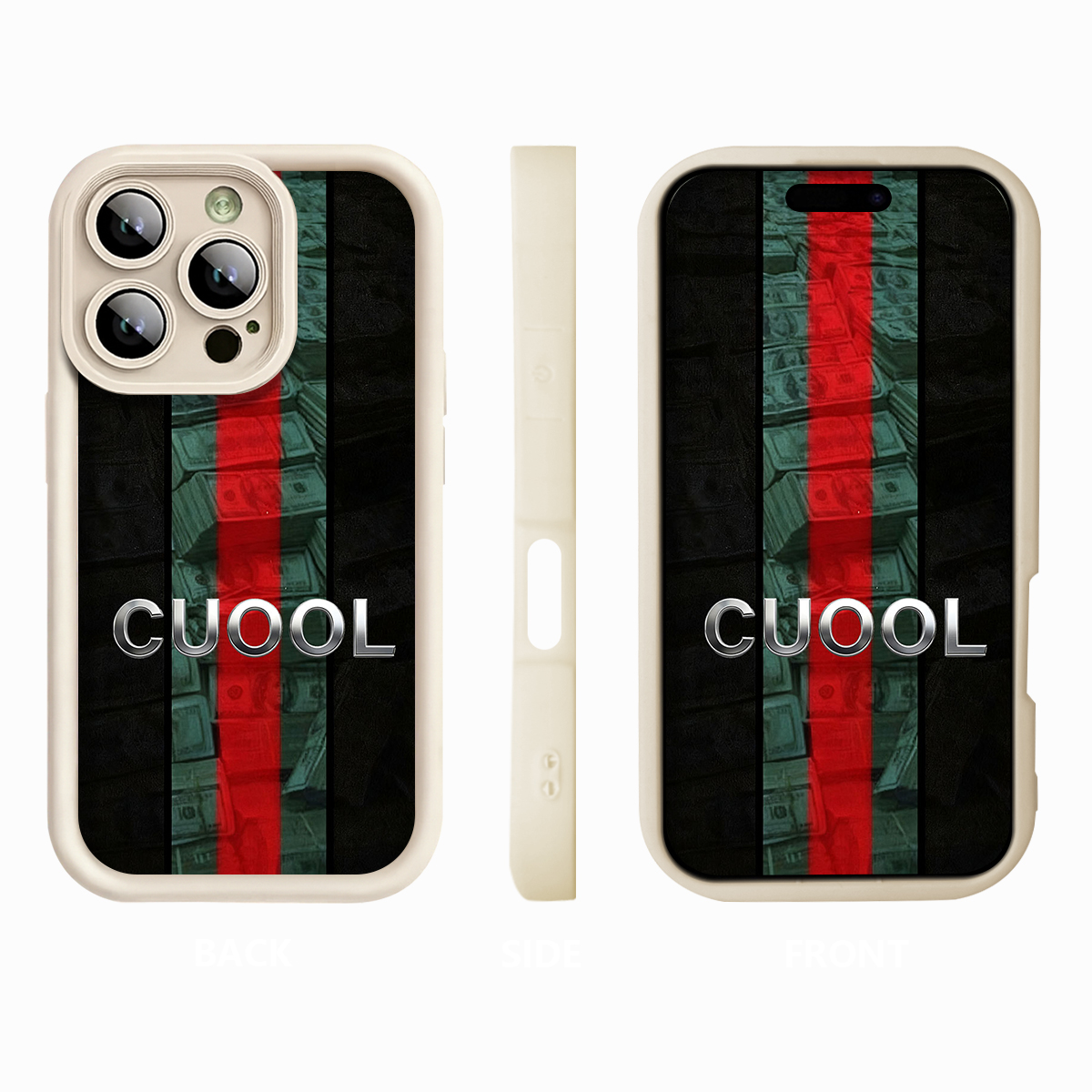 Luxury Designer Phone Case for iPhone 11 - 16 Pro MAX, Stylish Black with Red Stripe & Money Pattern, Premium Protective Cover L20250919 (36)