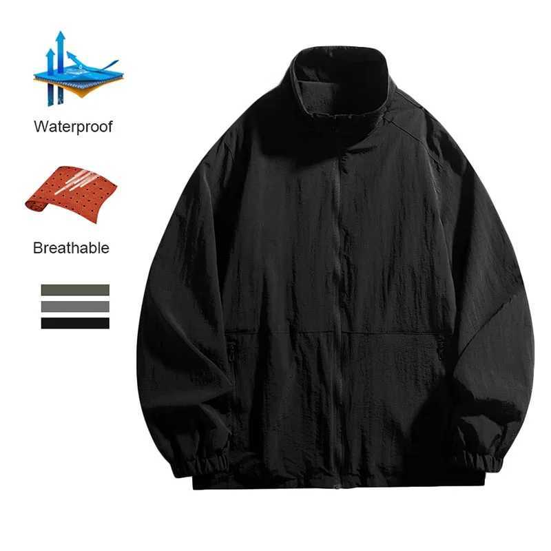 Autumn New Mens Jacket Solid Color Lapel Zipper Windproof Waterproof Fabric Male Stylish Fashion Outwear Casual Clothing W250926