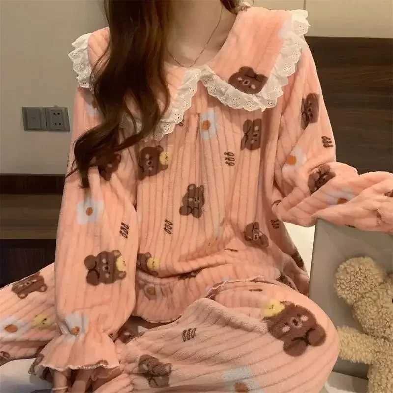 Ruffles Pajamas for Women Autumn Winter Peter Pan Collar Ruffle Sleeve Pajama Top and Elastice Waist Pants 2 Pcs Pajama Sets Z250925