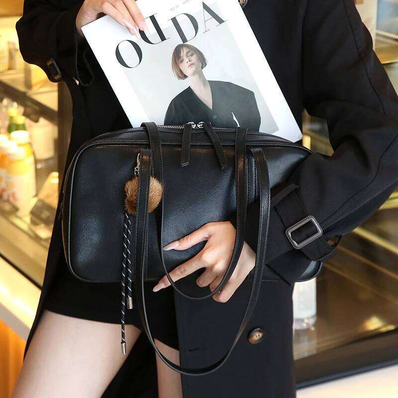 Women's Cow Genuine Leather Shoulder Bags Ladies Fashion Designer Handbags Female Retro Commute Boston Cowhide Handbag Suotong2509