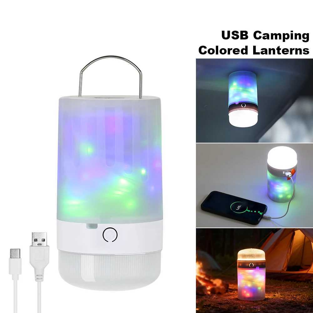 Camping Lights Rechargeable Lamp LED RGB Magnetic Attraction Camping Lantern Power Bank USBType C LED Night Light C250925