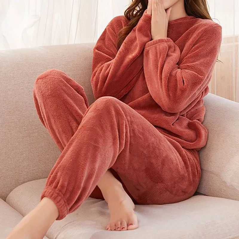 Womens Autumn and Winter Warm Pants Coral Velvet Pajama Set Loose Fitting Home Clothing for Outdoor Womens Oversized Pajamas Z250925