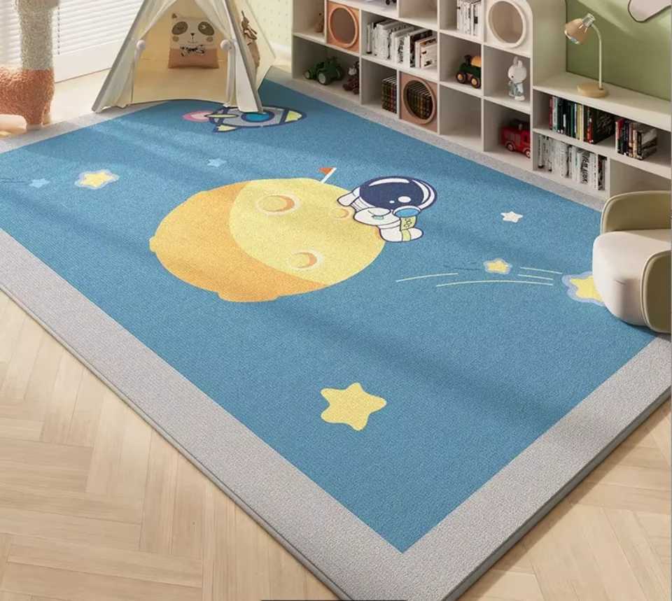 VIKAMA rystal Pile Carpet Room Bedroom Cartoon World Map Underwater World Space Rug Washable Nonslip Carpet Childrens Playmat C250926