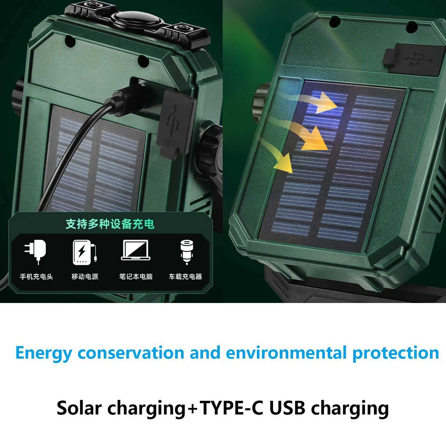 Rechargeable Hook Outdoor Emergency Camping LampSuper Bright Portable COB FlashlightSOLAR CHARGING Torch5 MODESMagnetic C250925