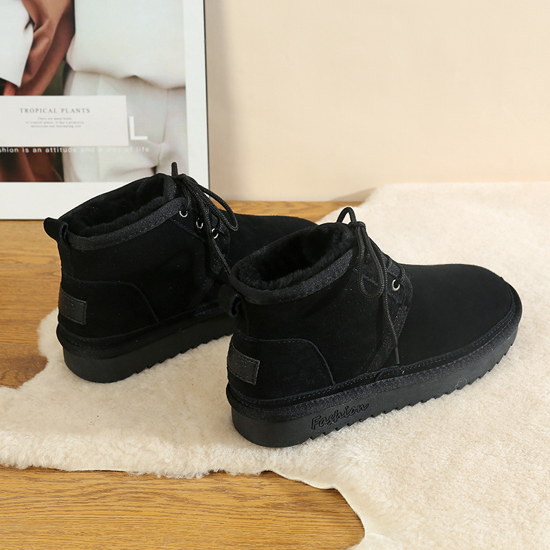 CE designer shoes Free shipping oxhide affordable luxury Winter anti slip snow boots with thick plush cotton shoes Shoulder-friendly