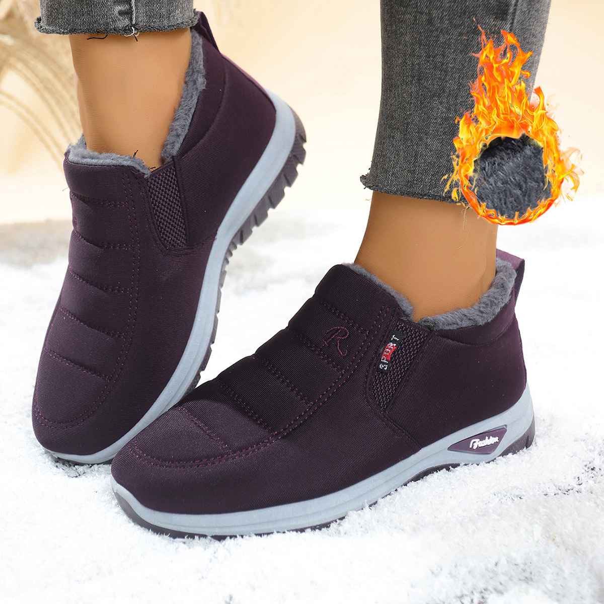 Cotton Shoes New Style Slip-On Snow Boots Women's Winter Warm Versatile