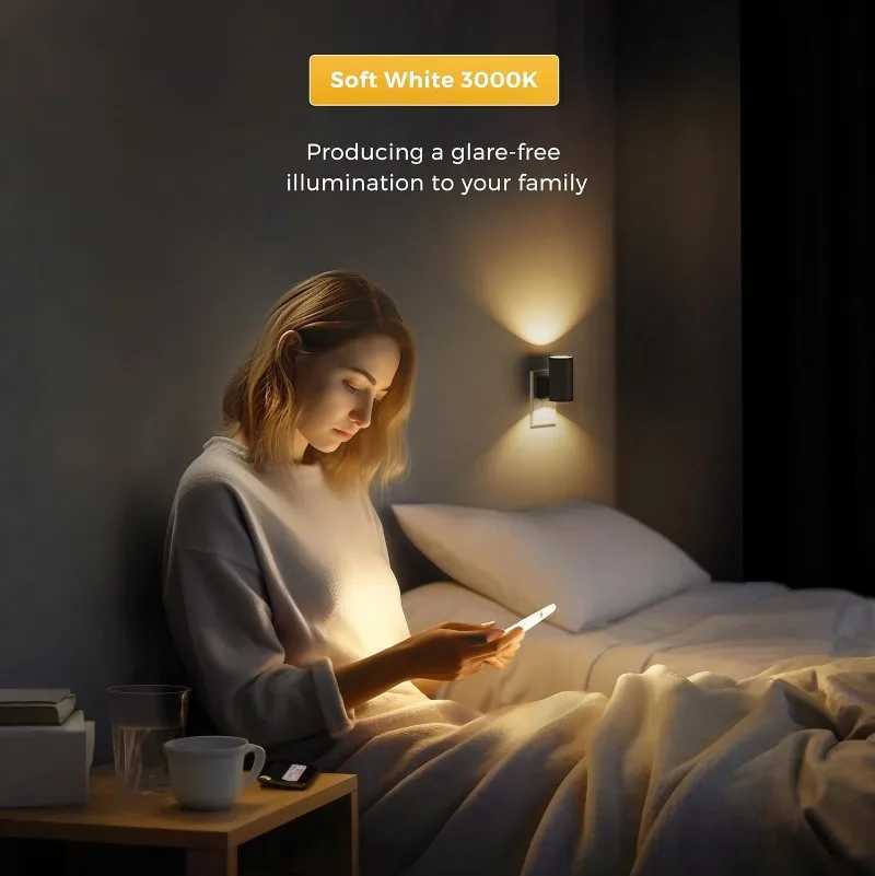 Plug in Wall Mounted Night Light with Dusk To Dawn Sensor Dimmable for Corridors Bathrooms Bedrooms and Stairs C250925