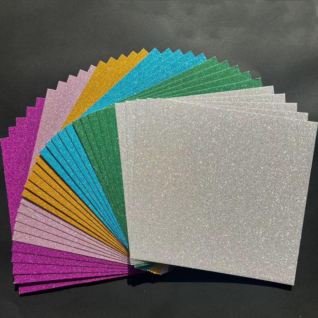 A5 Size 250GSM No Off-Glitter Colorful Luxury Film Glittered Cardstock - Pack of 24 Sheets for Printing